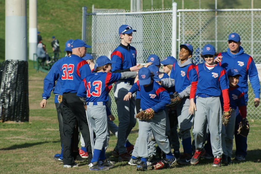In a file photo, the TP Mosquito Selects prepare to take to field after a pregame meeting at Christie Pits Diamond 2 on May 4, 2014.